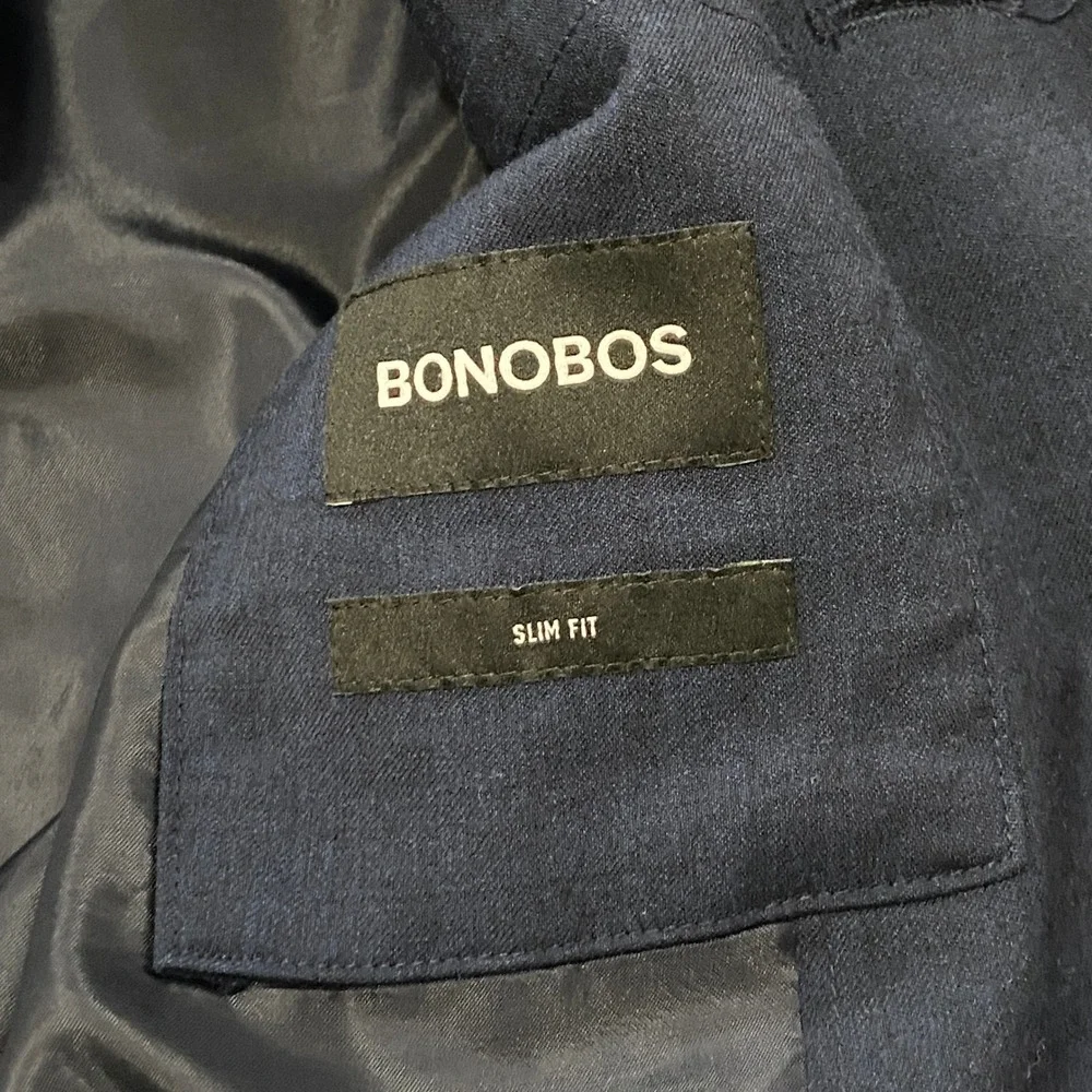 Bonobos Mens Slim Fit Navy Blue Wool Blazer Sport Coat 36S 15400-BLH06
